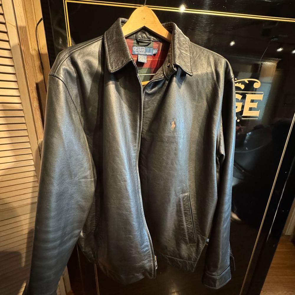 Polo by Ralph Lauren Black Leather Shirt Jacket